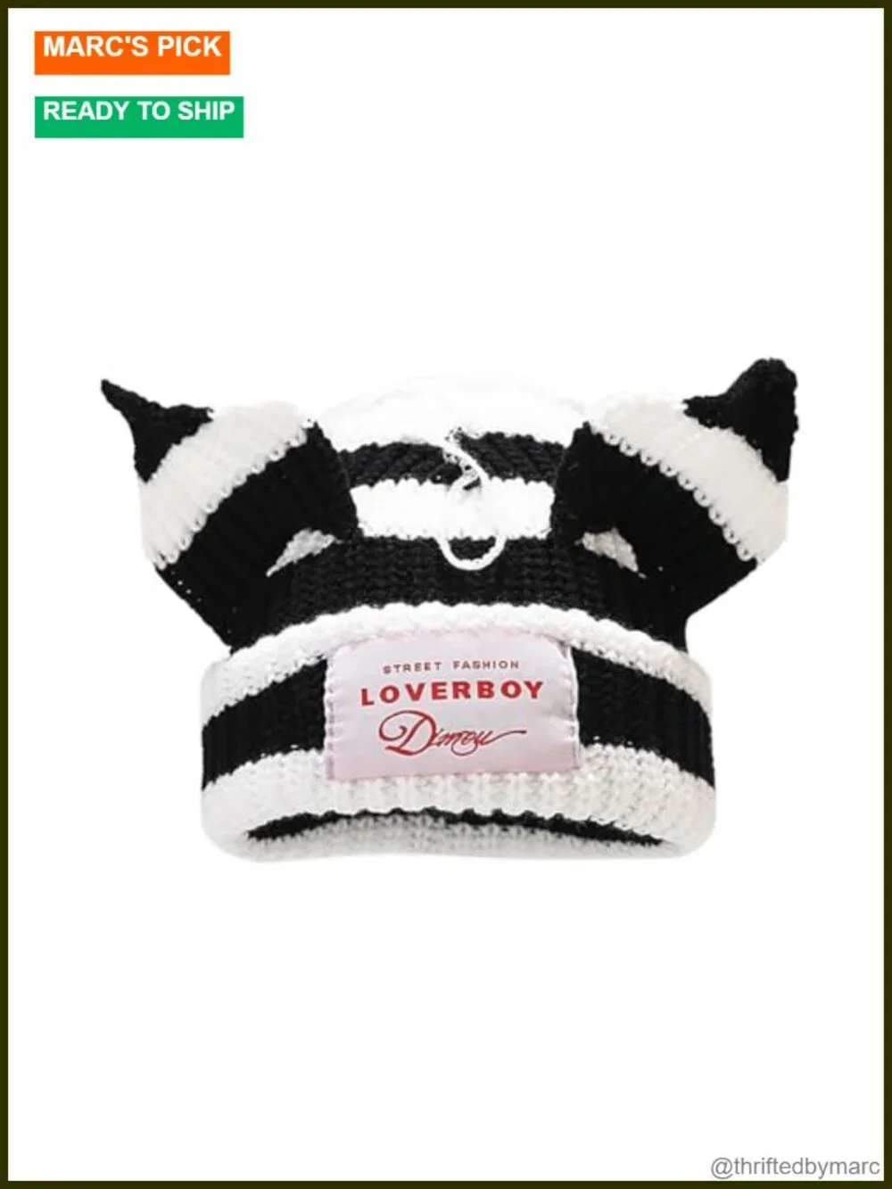 Cat Ear Beanie Soft Knit Chunky Y2K Punk Streetwear Skull Cap Unisex Winter Hat
